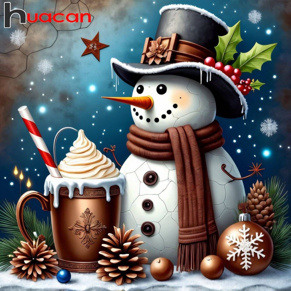 Embroidery Cream - HUACAN DIY 5D алмазная живопись Снеговик