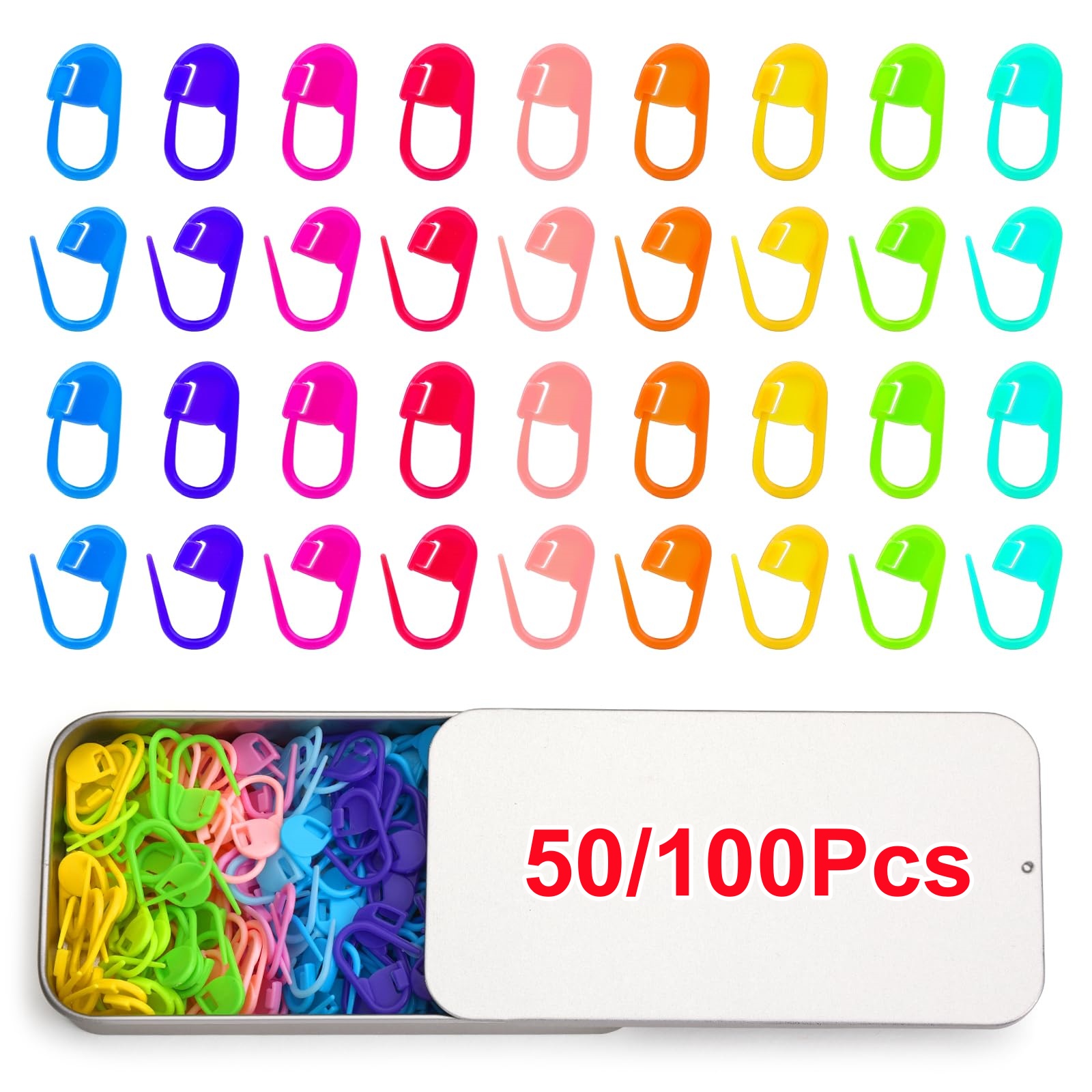 Stitch Marker Ring - 50/100 шт. разноцветные пластиковые маркеры для
