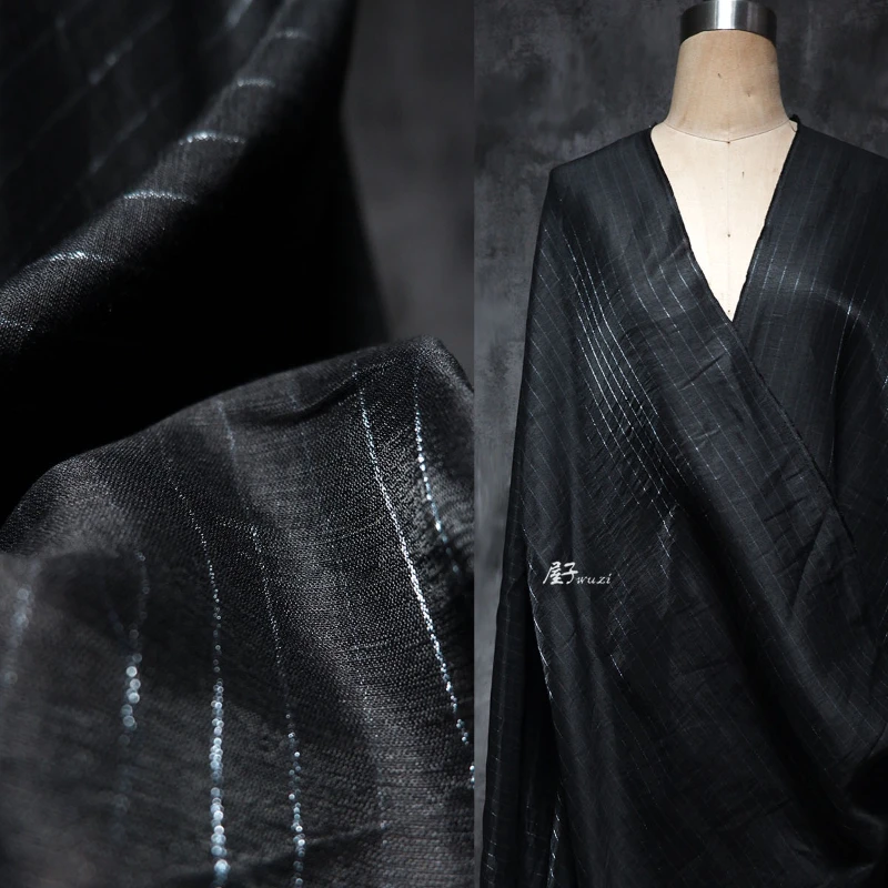 Linen Fabric Natural - Натуральная льняная ткань в темную полоску