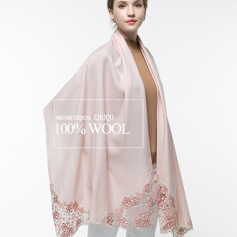 Розовый шарф из 100% натуральн – обзор и цена Embroidery Pashmina