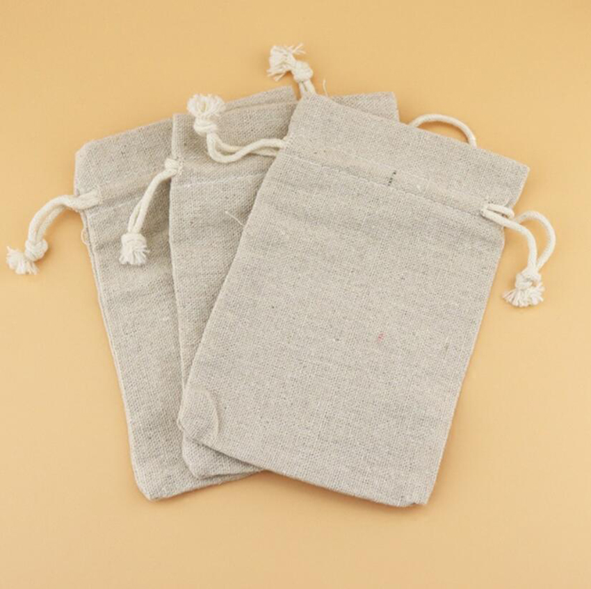 50 шт. льняные сумки на шнурке – обзор и цена Linen Fabric Natural