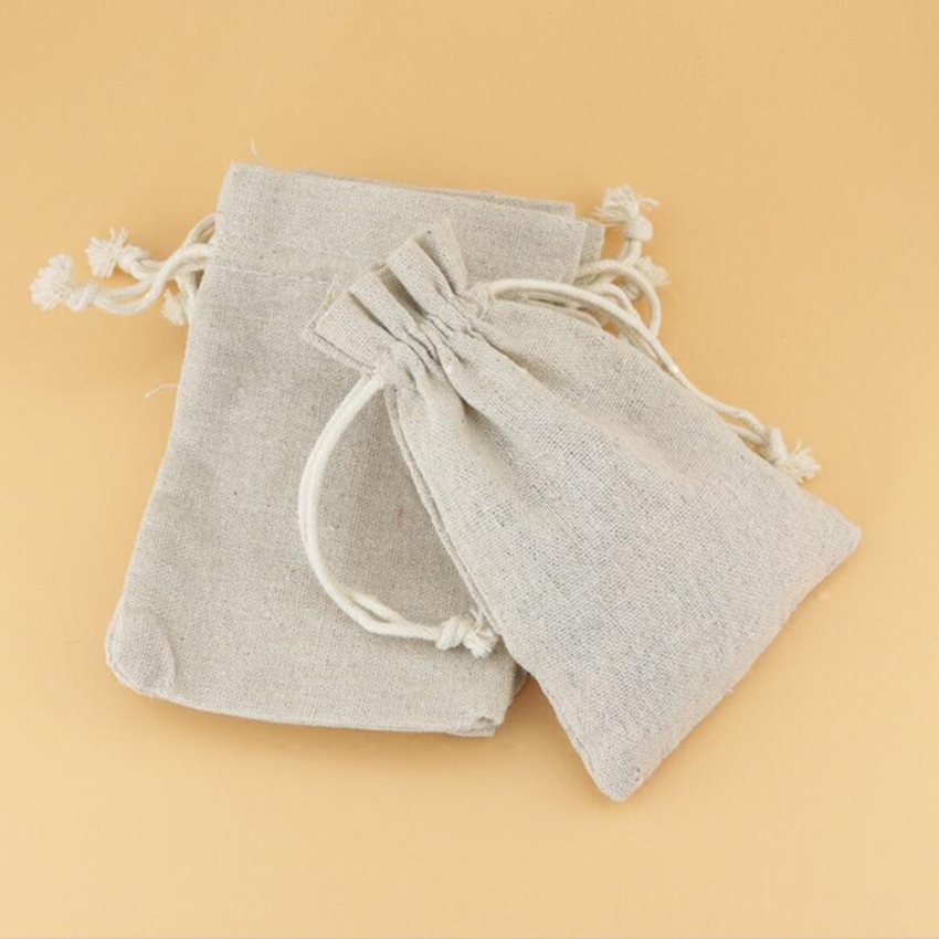 50 шт. льняные сумки на шнурке – обзор и цена Linen Fabric Natural